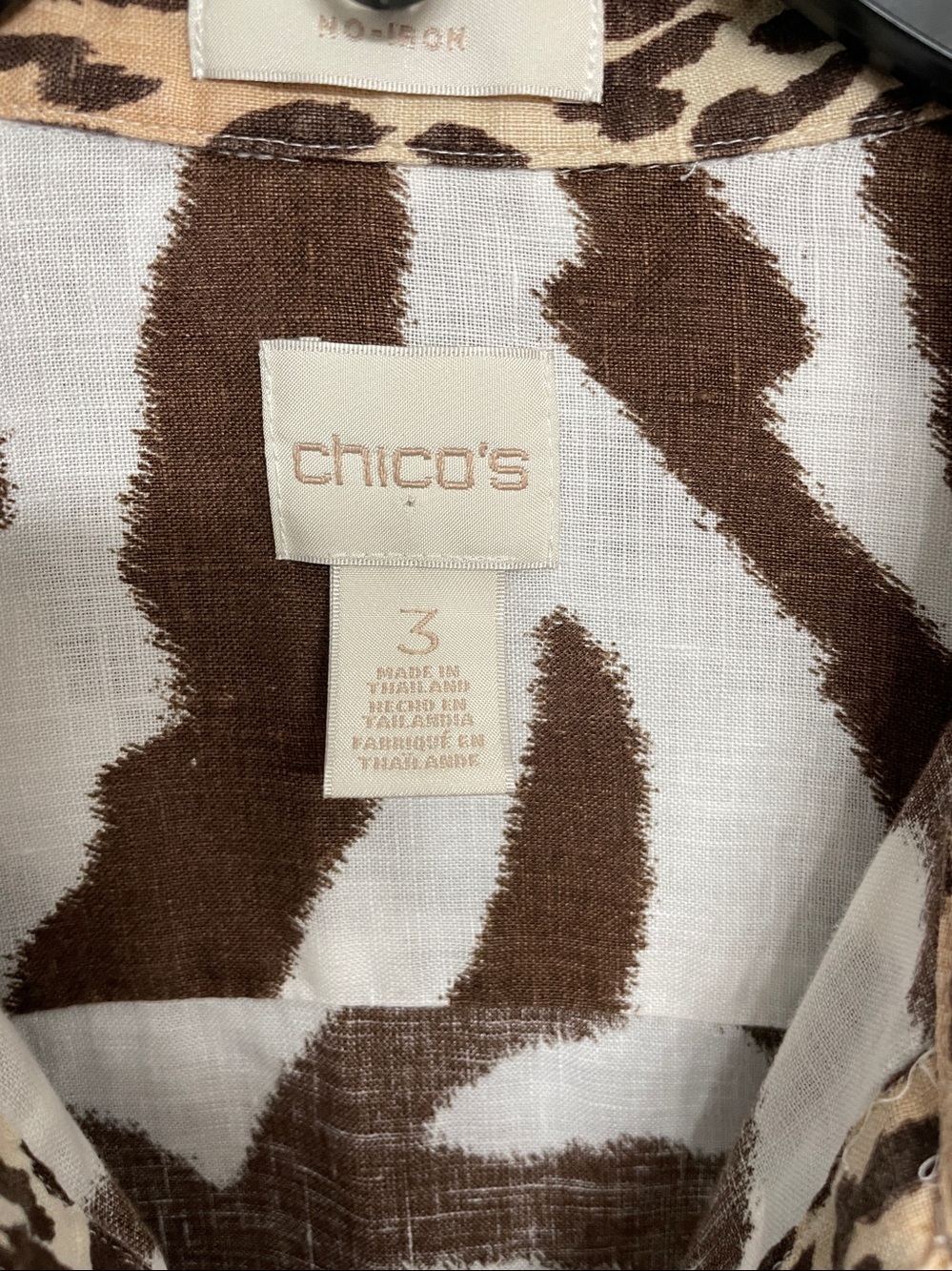 Chico’s Linen Zebra Leopard Print Sleeveless Tunic Top Size 3 XL - Picture 2 of 6